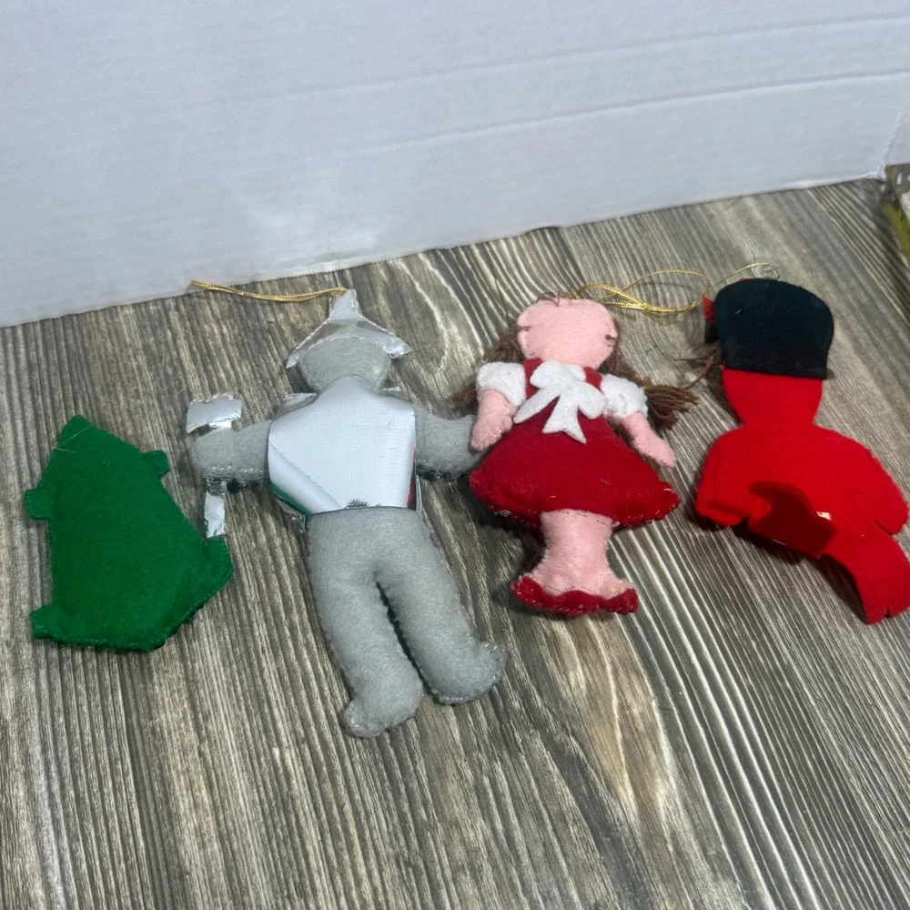 Vintage Felt Christmas Ornaments Lot Tin Man Toy Soldier Dorothy Lantern Japan